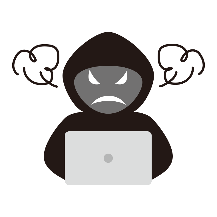 怒るハッカーのイラスト【色あり、背景なし】透過PNG