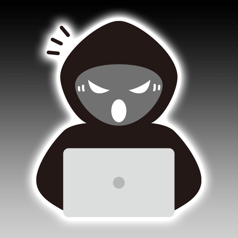 驚くハッカーのイラスト【色、背景あり】PNG