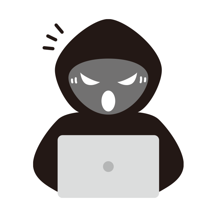 驚くハッカーのイラスト【色あり、背景なし】透過PNG