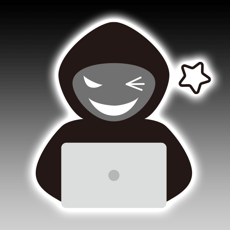 ウインクするハッカーのイラスト【色、背景あり】PNG