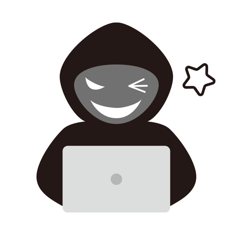 ウインクするハッカーのイラスト【色あり、背景なし】透過PNG