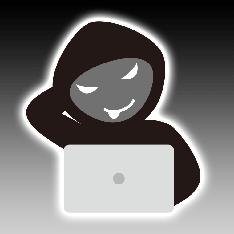 テヘヘなハッカーのイラスト【色、背景あり】PNG