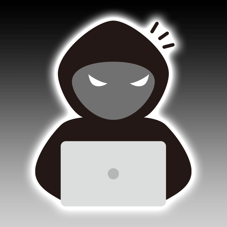 何かに気付くハッカーのイラスト【色、背景あり】PNG