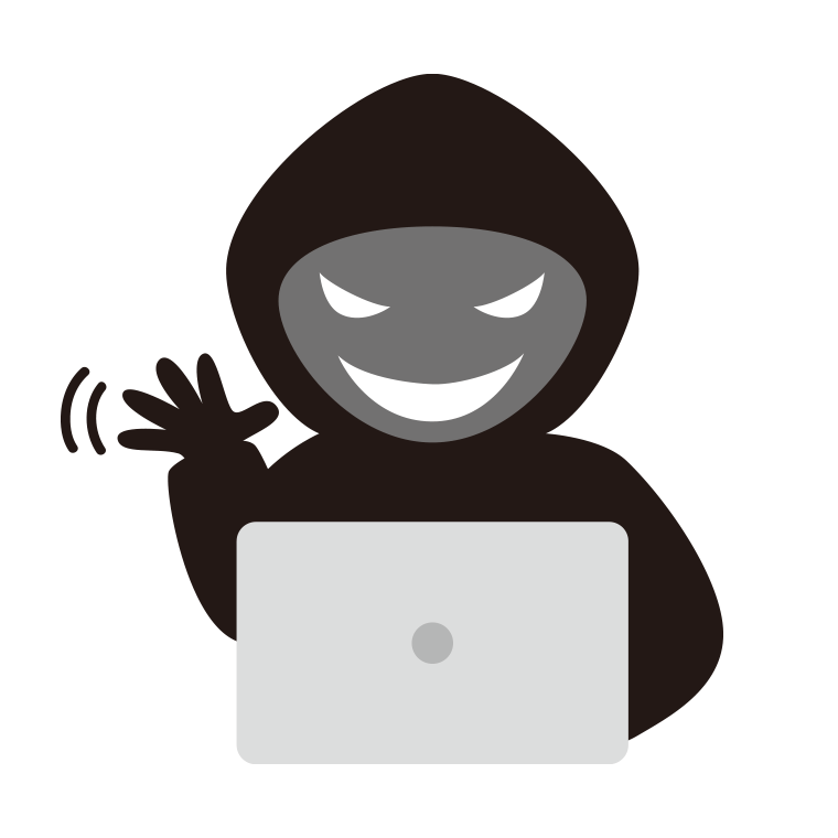手を振るハッカーのイラスト【色あり、背景なし】透過PNG