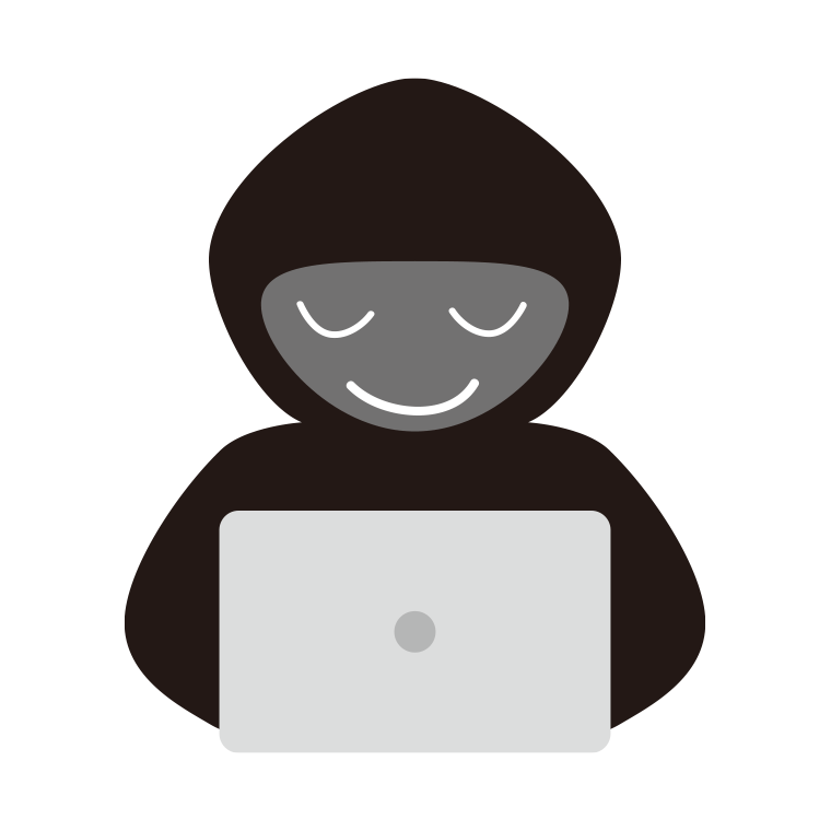 お辞儀するハッカーのイラスト【色あり、背景なし】透過PNG