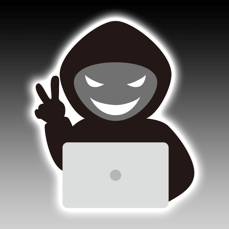 ピースをするハッカーのイラスト【色、背景あり】PNG