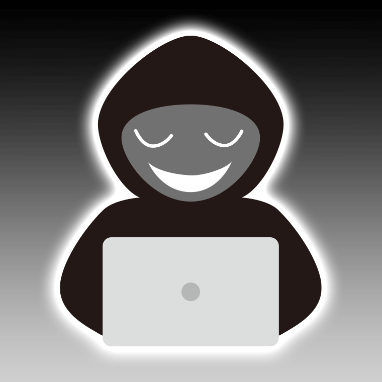 目を閉じるハッカーのイラスト【色、背景あり】PNG