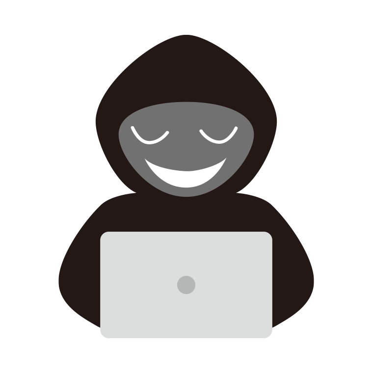 目を閉じるハッカーのイラスト【色あり、背景なし】透過PNG