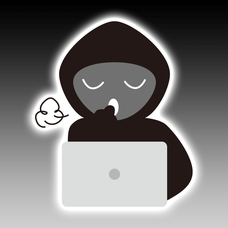 咳払いするハッカーのイラスト【色、背景あり】PNG