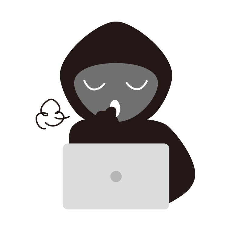 咳払いするハッカーのイラスト【色あり、背景なし】透過PNG