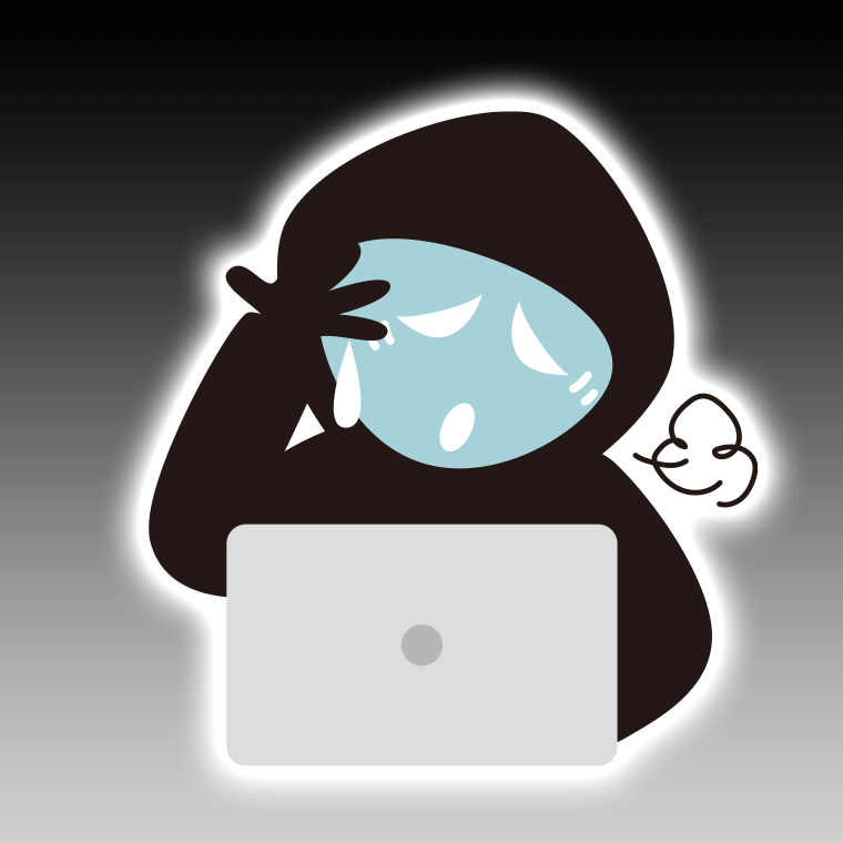具合が悪いハッカーのイラスト【色、背景あり】PNG