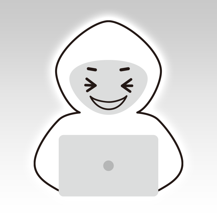 笑うホワイトハッカーのイラスト【色、背景あり】PNG