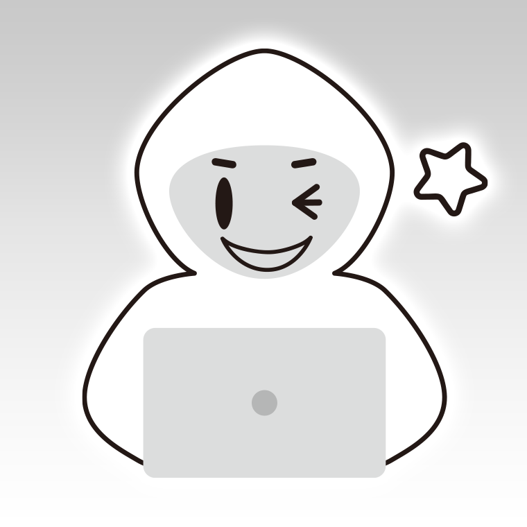 ウインクするホワイトハッカーのイラスト【色、背景あり】PNG