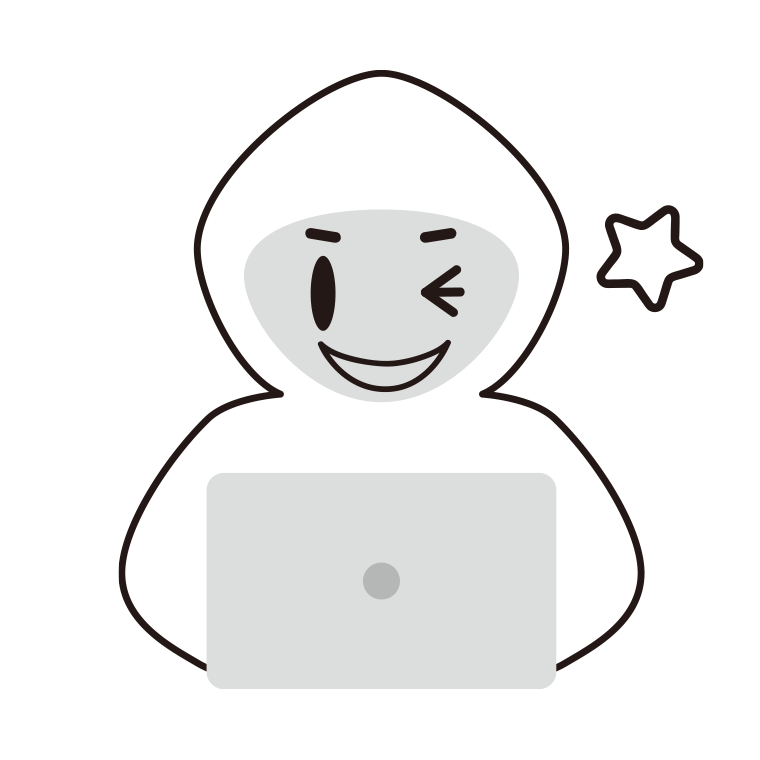 ウインクするホワイトハッカーのイラスト【色あり、背景なし】透過PNG