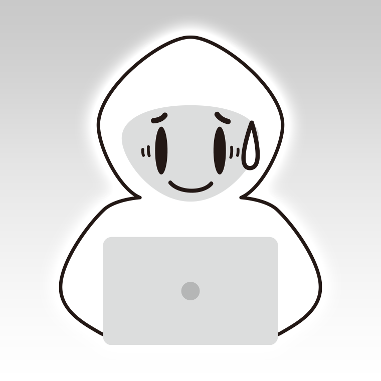 苦笑いするホワイトハッカーのイラスト【色、背景あり】PNG
