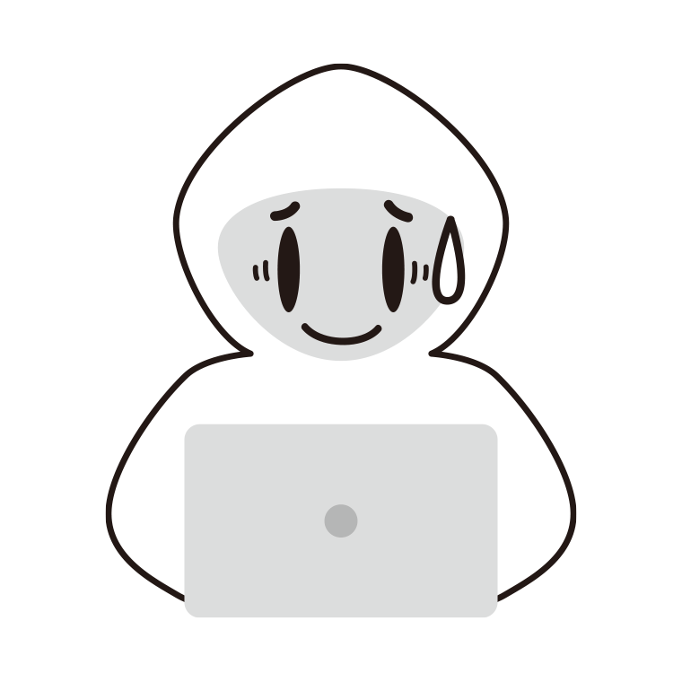 苦笑いするホワイトハッカーのイラスト【色あり、背景なし】透過PNG