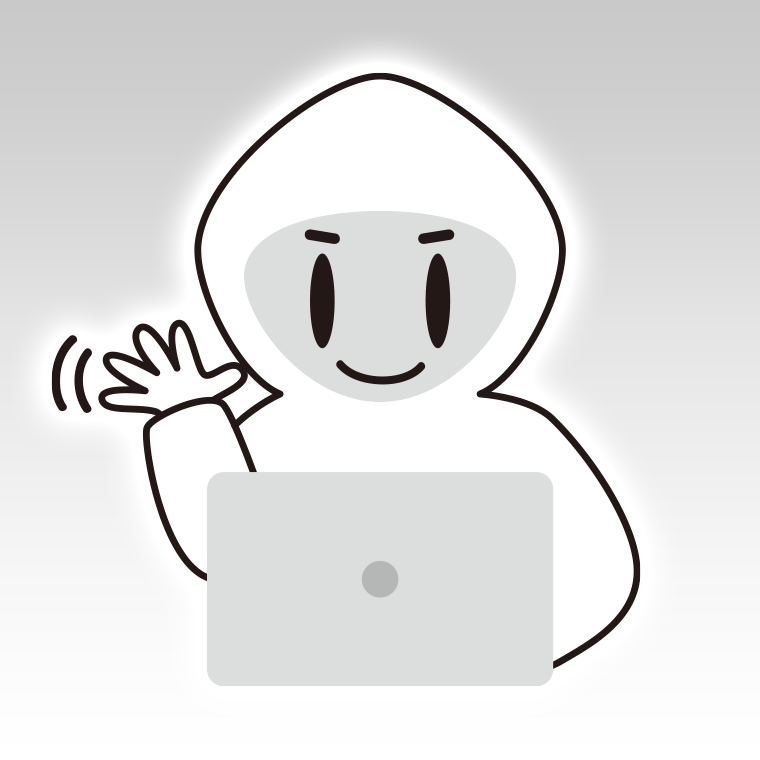 手を振るホワイトハッカーのイラスト【色、背景あり】PNG