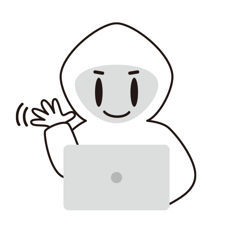 手を振るホワイトハッカーのイラスト【色あり、背景なし】透過PNG