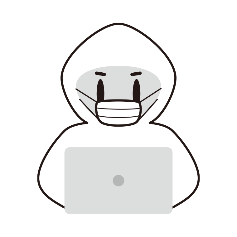 マスクをするホワイトハッカーのイラスト【色あり、背景なし】透過PNG