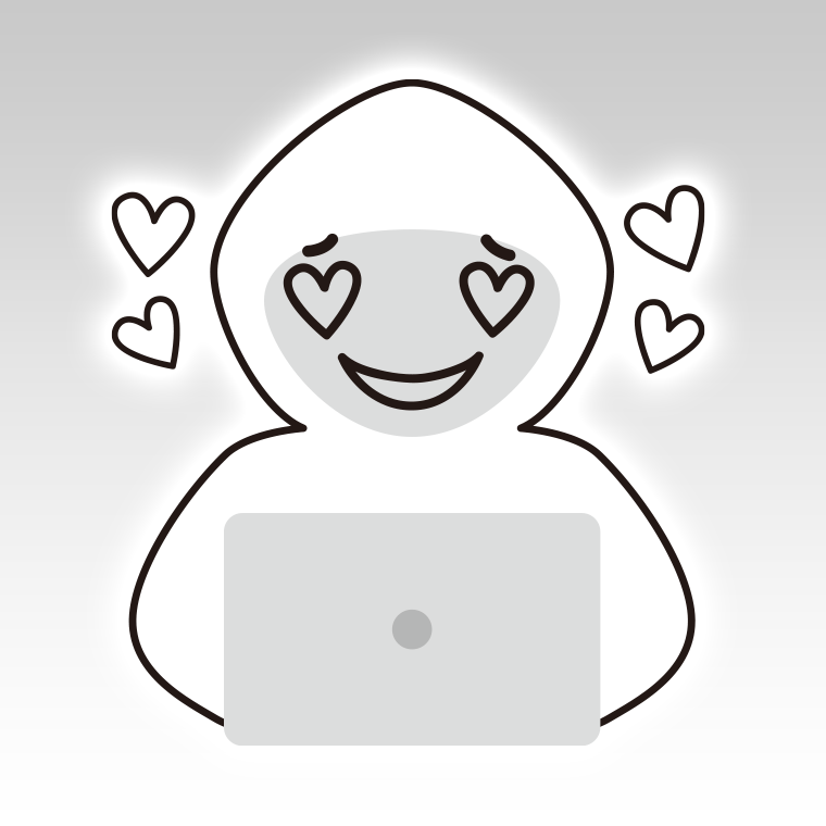 目がハートのホワイトハッカーのイラスト【色、背景あり】PNG