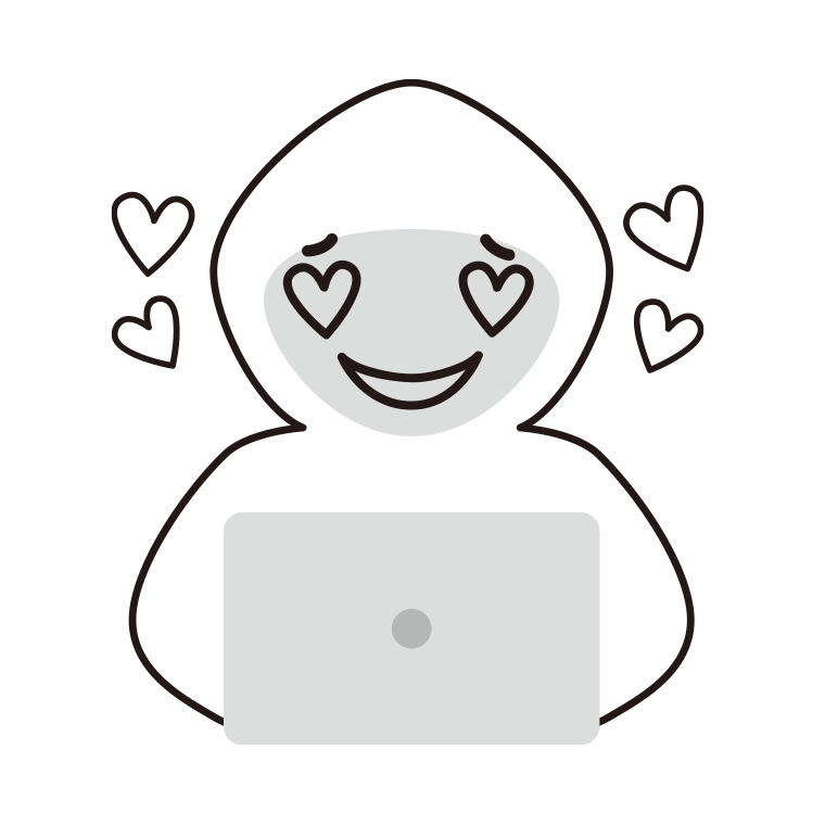 目がハートのホワイトハッカーのイラスト【色あり、背景なし】透過PNG