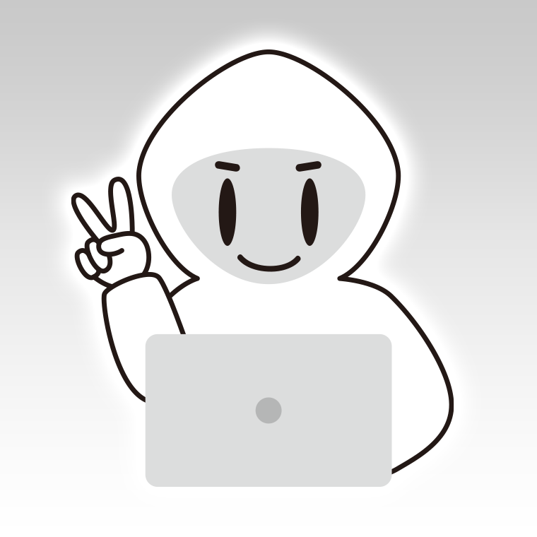 ピースをするホワイトハッカーのイラスト【色、背景あり】PNG