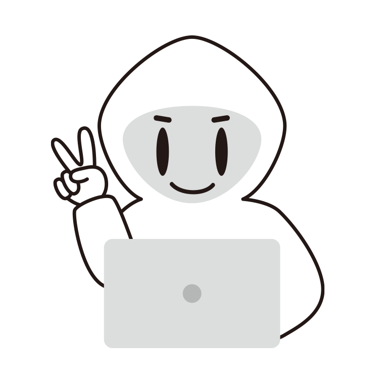 ピースをするホワイトハッカーのイラスト【色あり、背景なし】透過PNG