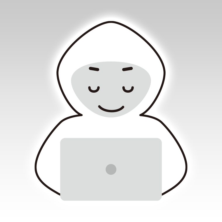 目を閉じるホワイトハッカーのイラスト【色、背景あり】PNG