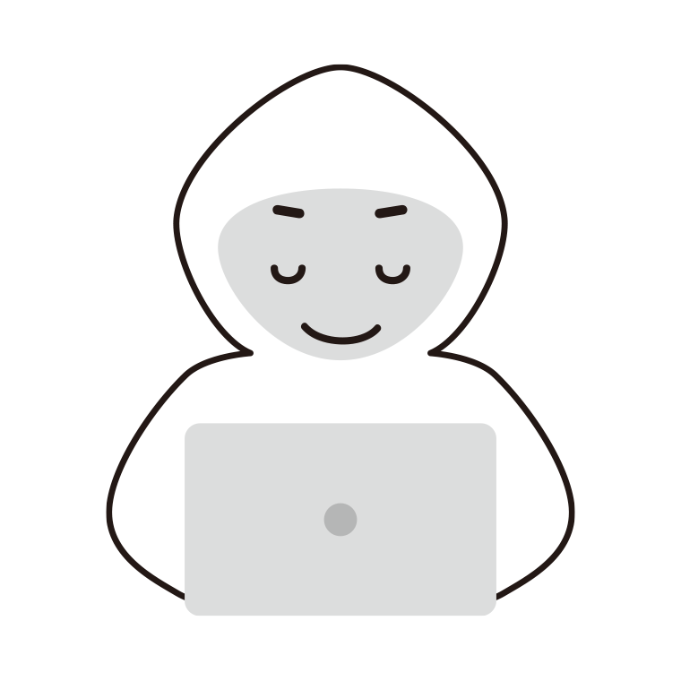 目を閉じるホワイトハッカーのイラスト【色あり、背景なし】透過PNG
